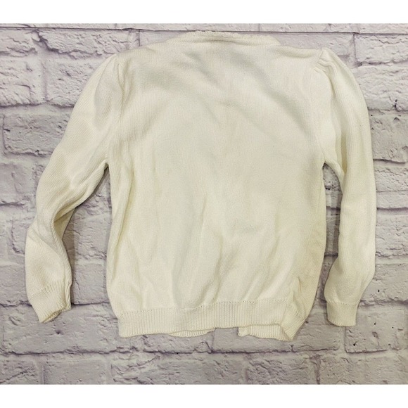 Laura Ashley Mother Child Ivory Cream Cardigan Girl’s Small Button Front Classic - Picture 2 of 4